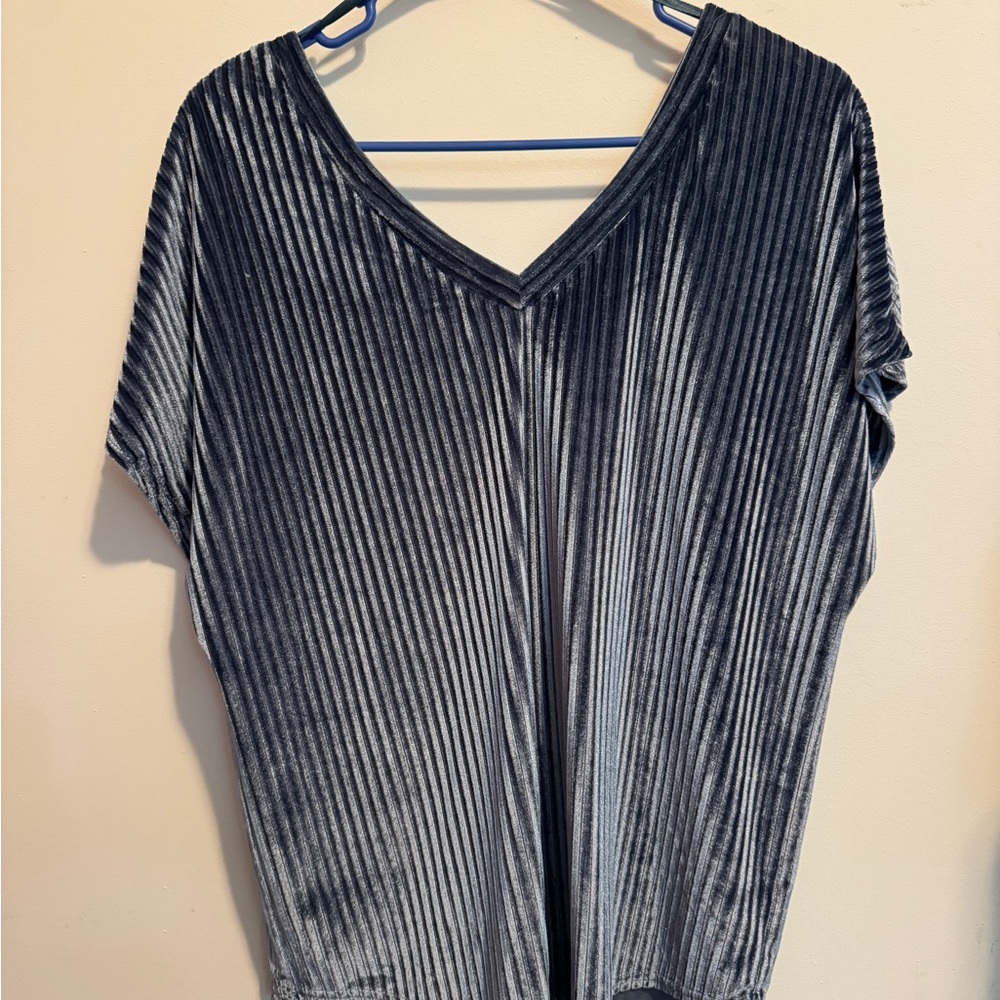 She + Sky Blue Relaxed Short Sleeve Blouse